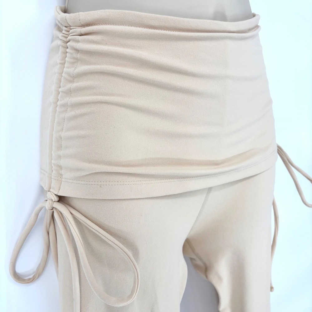 NWT Fashion Nova Sport Super Soft Active Pant Ruched Waist Tie Color Stone Sz XS